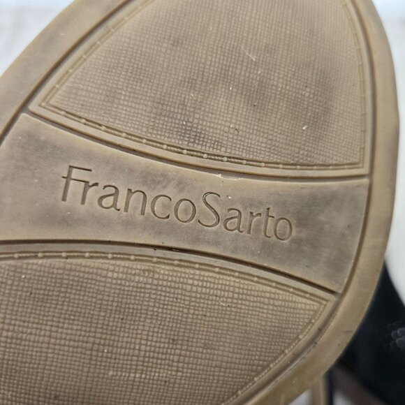 Franco Sarto Heeled Sandals Sz 8 Black Perferated Suede Dressy Block Heel Shoes - Picture 9 of 12